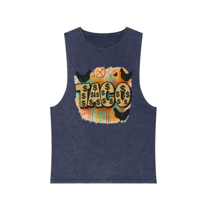 Trendy Stonewash Tank Top for Casual Vibes, Unisex Summer Tee, Graphic Muscle Shirt, Festival Wear, Beachwear, Gift Idea