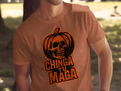 Chinga Tu Maga Skull Pumpkin Graphic Shirt product