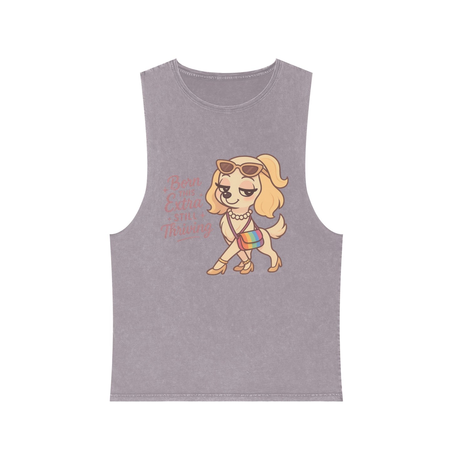 Trendy Stonewash Tank Top with Fun Dog Design, Casual Summer Style, Gifts for Dog Lovers, Birthday Wear, Beachwear, Everyday Essentials