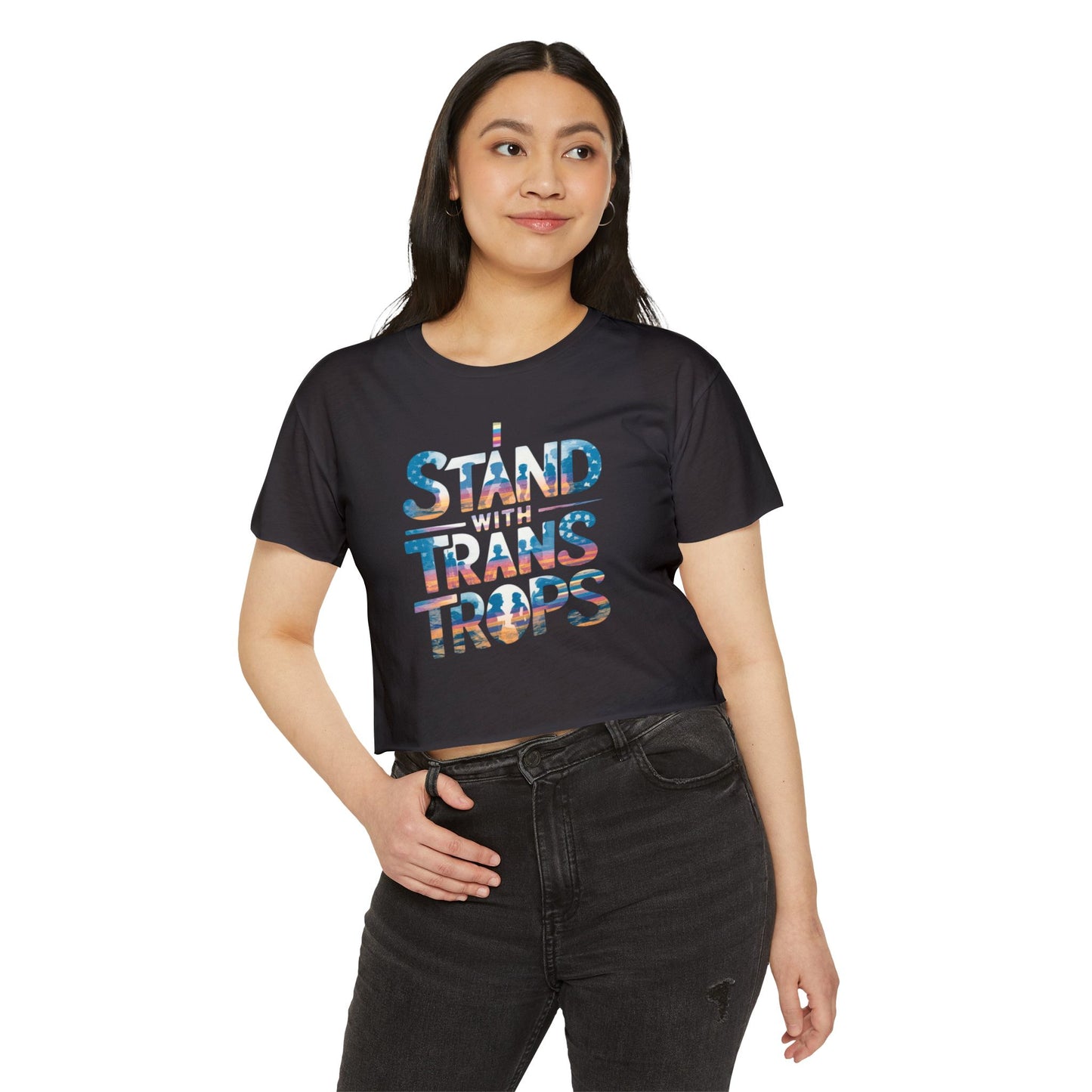 Pride corp top Festival Crop Top - Stand With Trans Troops