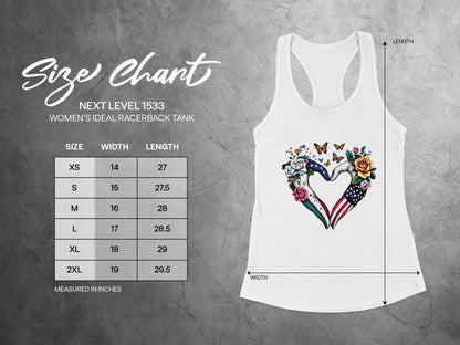 Women's Ideal Racerback Tank with Heart and Butterflies
