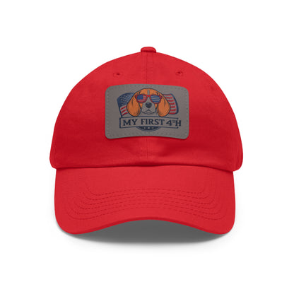 4th of July Dad Hat with Leather Patch (Rectangle)