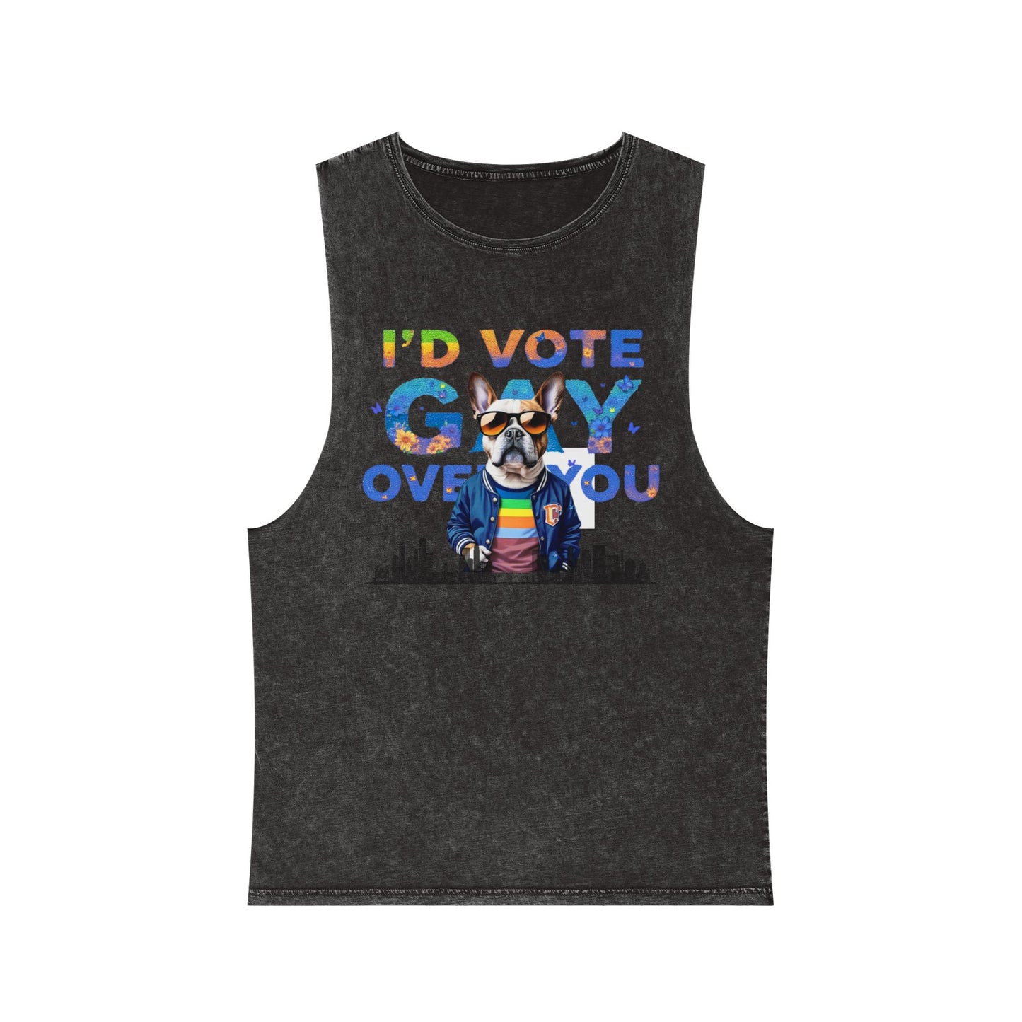 Vote Gay Over You Stonewash Tank Top, LGBTQ+ Pride Apparel, Unisex Summer Shirt, Festival Wear, Gift for Allies