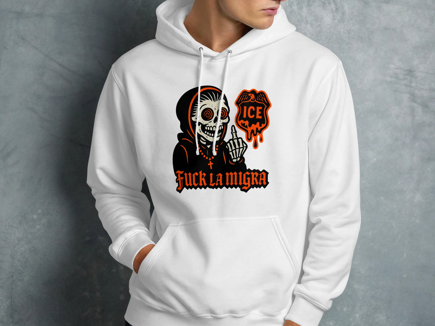 ICE Fuck La Migra Skeleton Middle Finger Hoodie product type