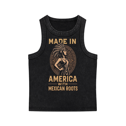 Proud Of My Roots Mexican Pride Snow Washed Tank Top