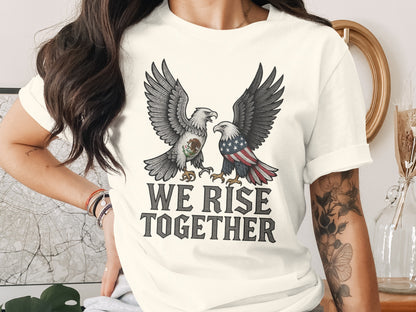 We Rise Together Graphic Tee with Double Eagles Design