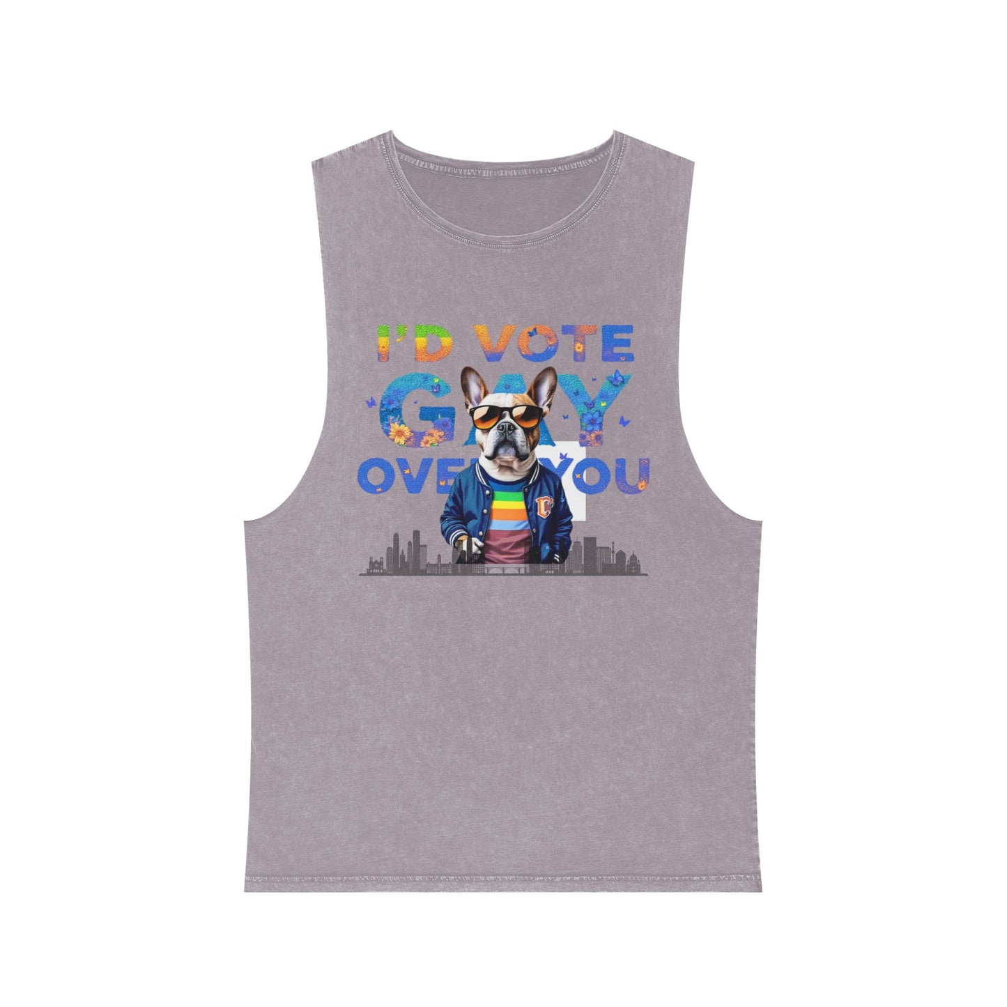 Vote Gay Over You Stonewash Tank Top, LGBTQ+ Pride Apparel, Unisex Summer Shirt, Festival Wear, Gift for Allies