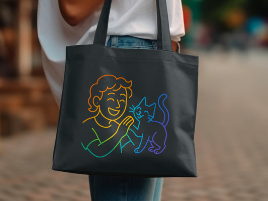 Colorful Cat and Human Design Tote Bag product