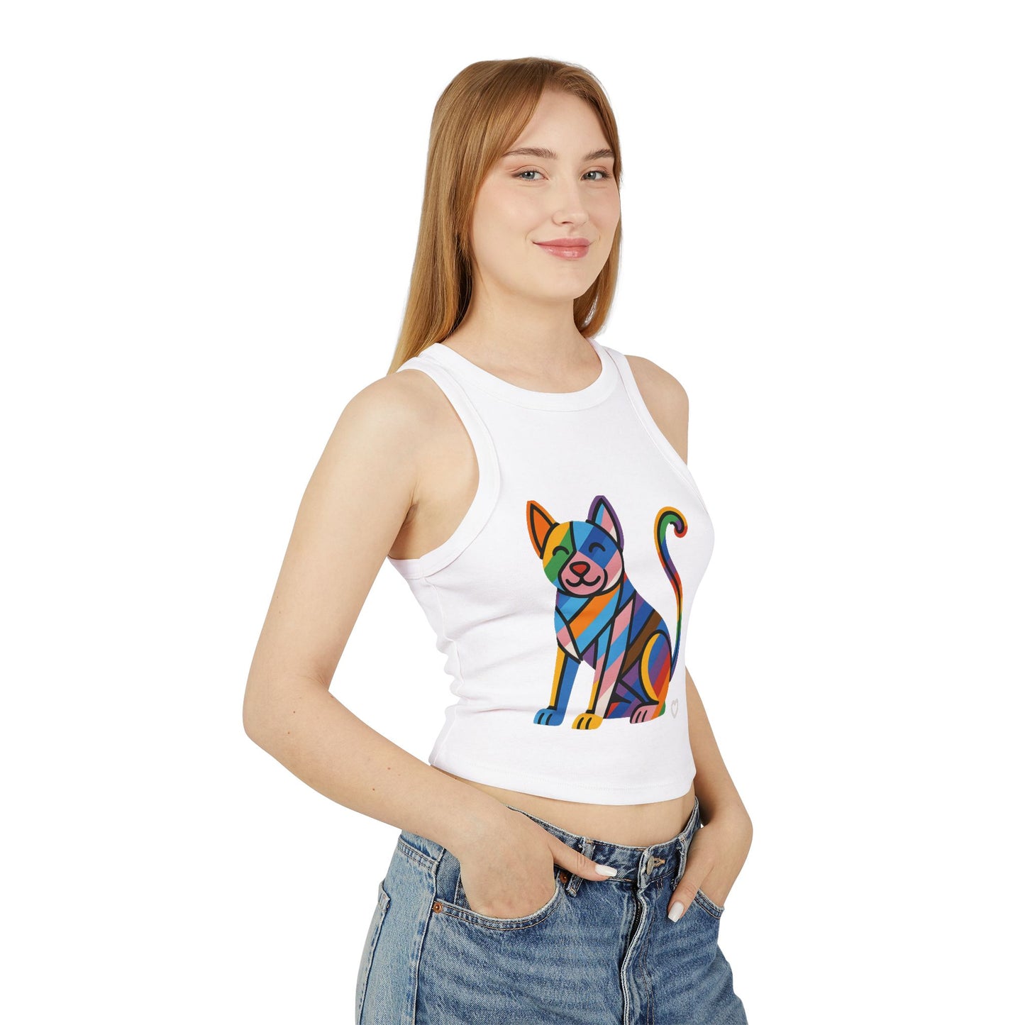 Pride tank top Colorful Cat Graphic Racer Tank Top for Women