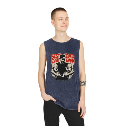 Best Dad Ever Stonewash Tank Top - Father's Day Gift, Dad Apparel, Unisex Summer Wear, Casual Outfit, Family Tank Top