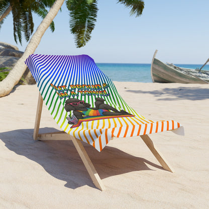 Pride towel Proud Rainbow Beach Towel, LGBTQ Pride Towel, Summer Beach Accessory, Colorful Pool Towel, Fun Gift for Pride Celebrations