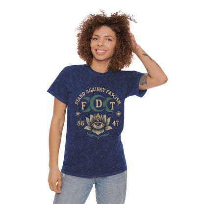 FDT Stand Against Fascism Lotus Tee — USA Made Mineral Wash Graphic T-Shirt