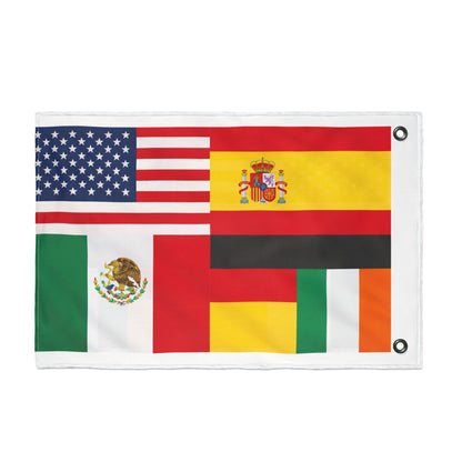 Multinational Flags Double-Sided Outdoor Flag — USA, Spain, Mexico, Germany & Ireland