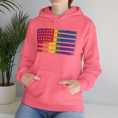 Pride American Flag Hoodie - Unisex Heavy Blend Sweatshirt