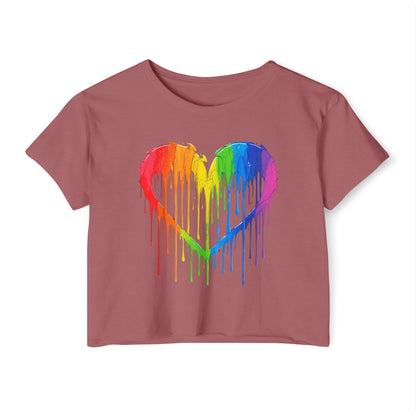 Pride corp top Rainbow Heart Women’s Festival Crop Top - Vibrant and Fun Summer Wear