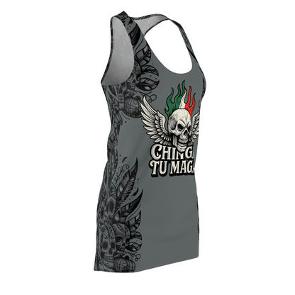 CHINGA Tu maga dress Edgy Women's Racerback Dress with Skull Design, Alternative Fashion, Casual Summer Dress, Festival Outfit, Unique Gift Idea