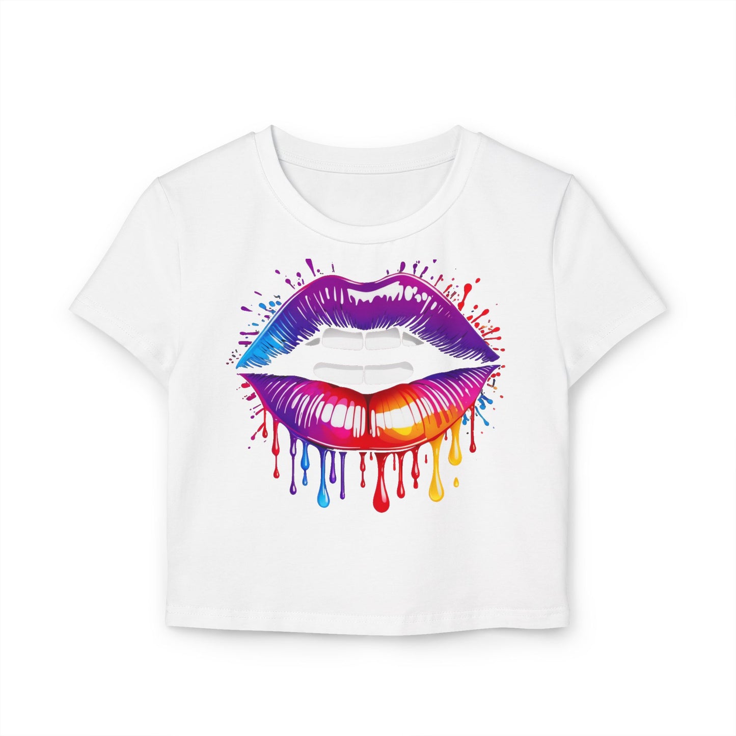 Pride babby tee Colorful Lip Print Women's Baby Tee - Perfect for Casual Outings and Celebrations