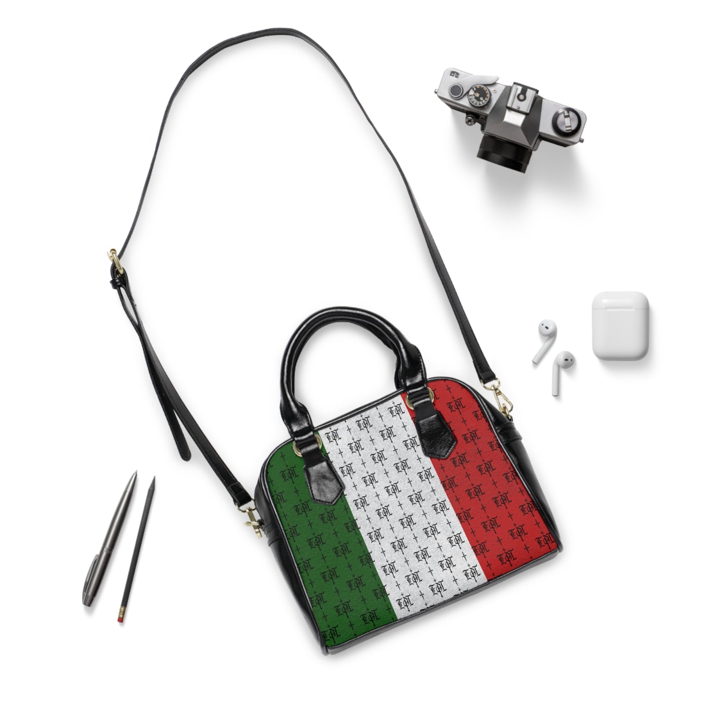 FDT MEXICAN Purse no symbol Woke Anti Trump Liberal Purse |Monogram Grey Shoulder Handbag — Elegant Patterned Satchel Purse