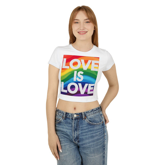 pride baby tee Women's Baby Tee - Love is Love Rainbow Pride T-Shirt