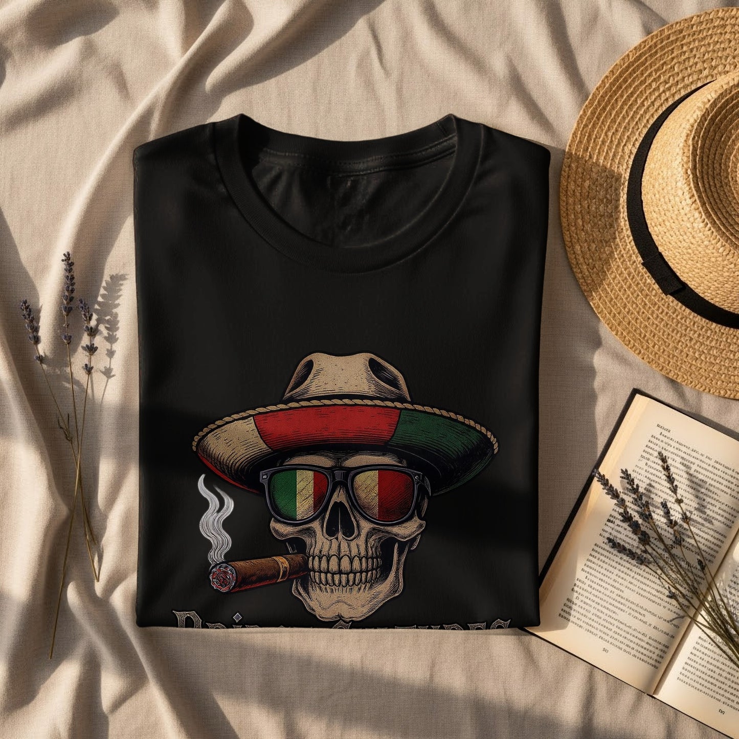 Skull Smoking Cigar with Hat and Glasses T-shirt product