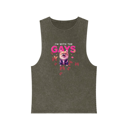 Unisex Stonewash Tank Top - I'm With The Gays | Pride Apparel
