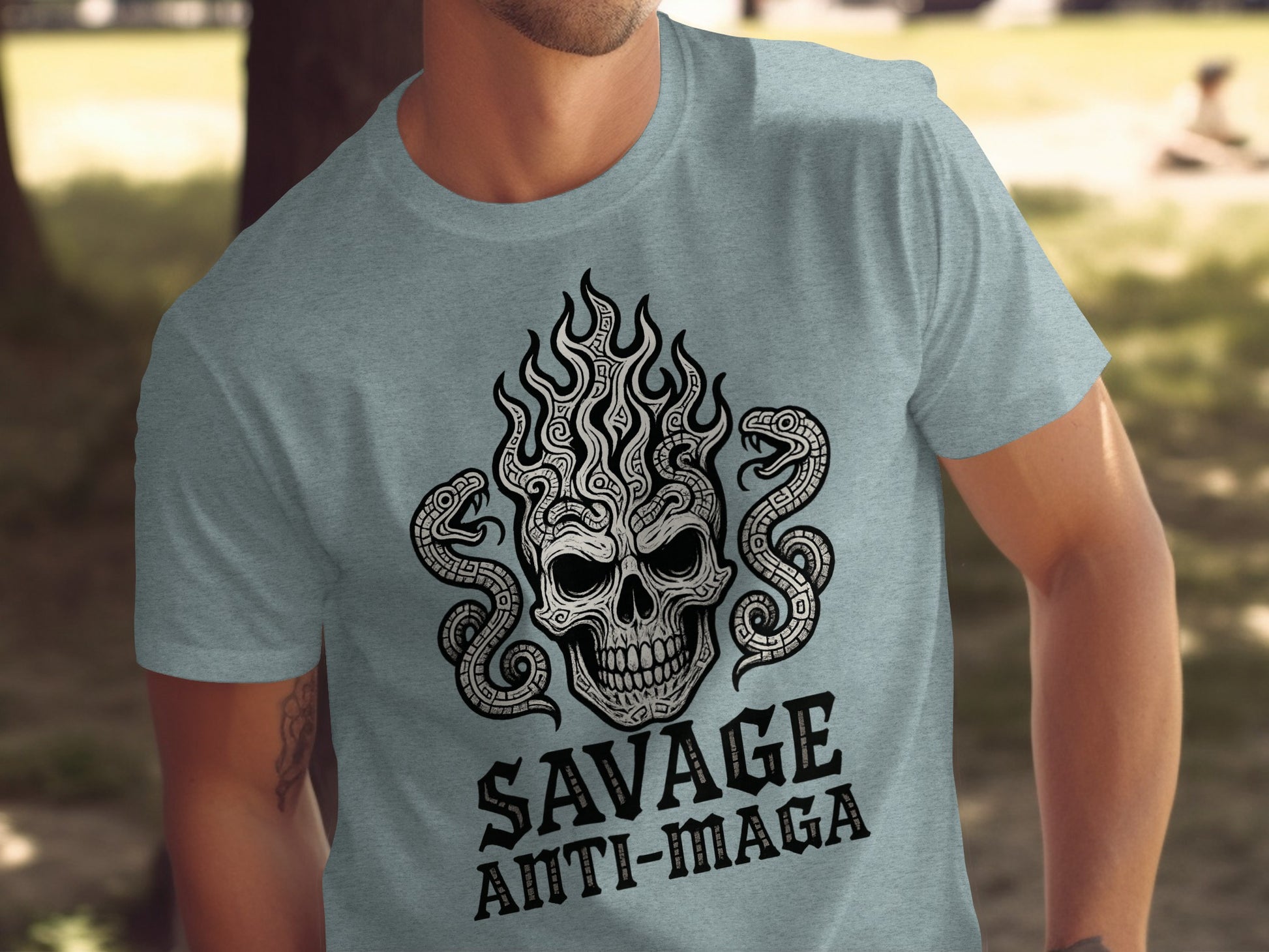 Savage Anti-Maga Skull Snake Graphic Tee