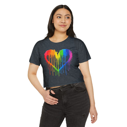 Pride corp top Rainbow Heart Women’s Festival Crop Top - Vibrant and Fun Summer Wear