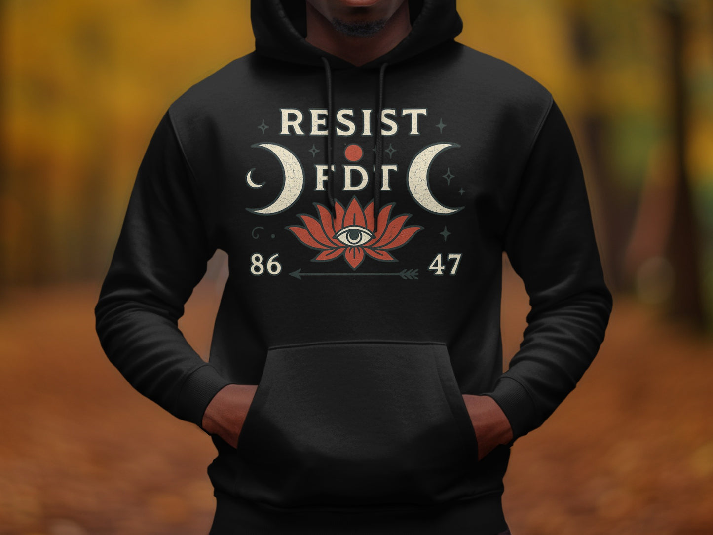Resist Moon Phases Lotus Eye Design Hoodie product