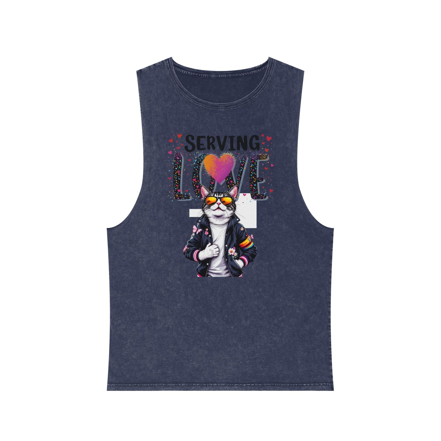 Serving Love Unisex Stonewash Tank Top - Trendy Summer Apparel for Warm Days