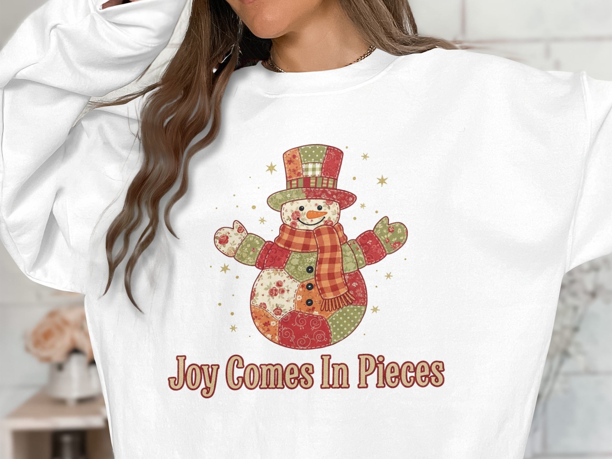 Joy Comes In Pieces Snowman Sweatshirt
