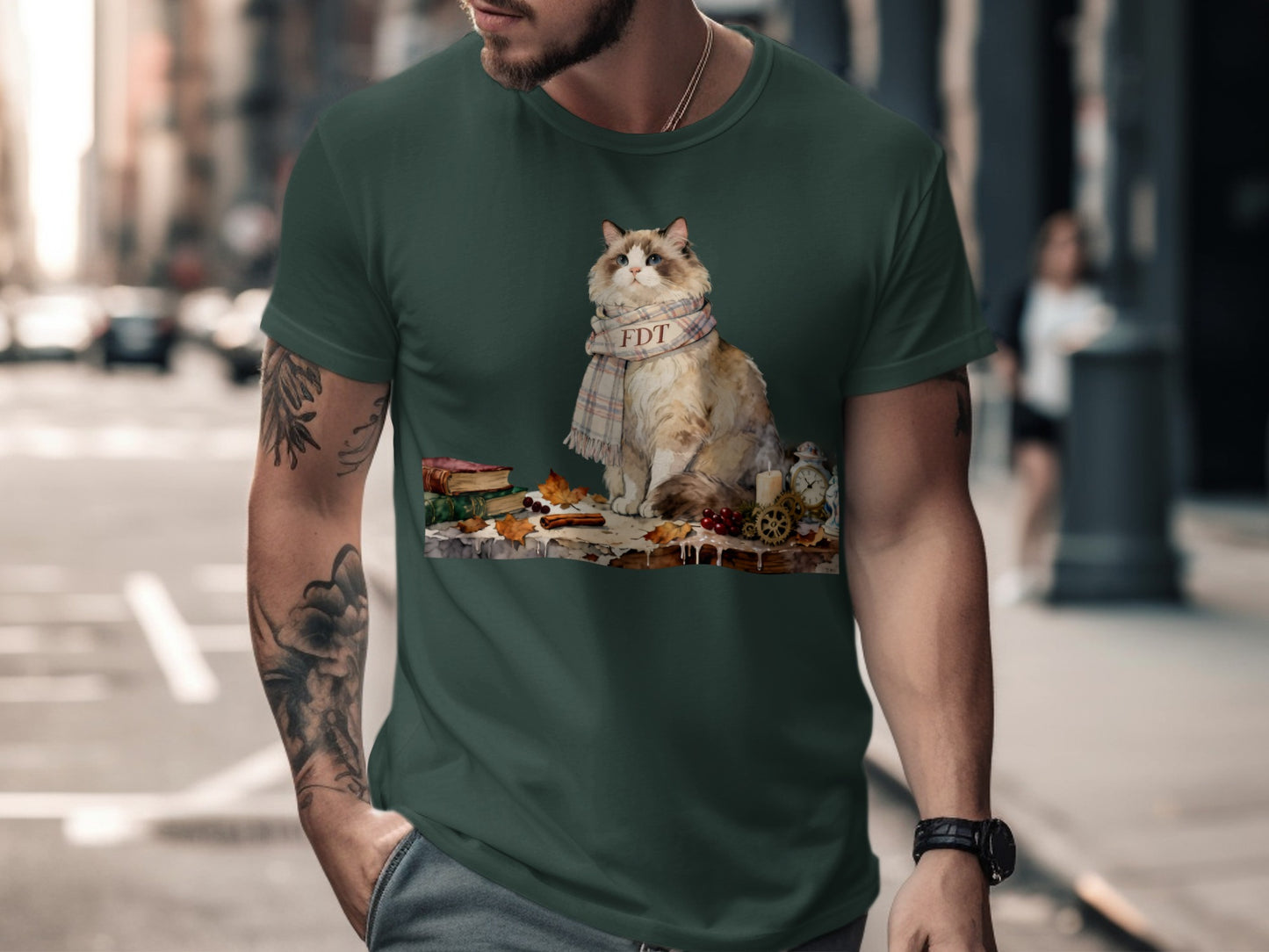 Cozy Cat With Scarf T-shirt for Cat Lovers Product
