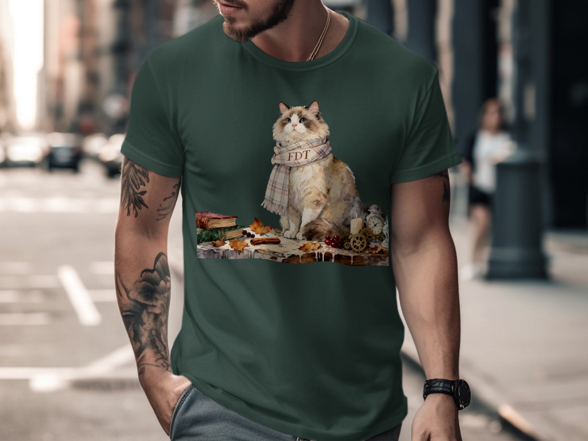 Cozy Cat With Scarf T-shirt for Cat Lovers Product