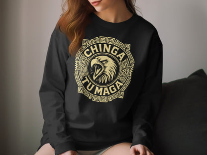 Bold Chinga Tu Maga Eagle Design Long Sleeve Shirt