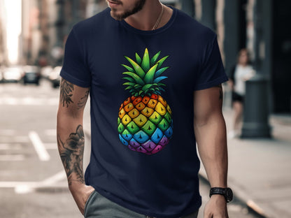 Rainbow Pineapple Design Short Sleeve Shirt product