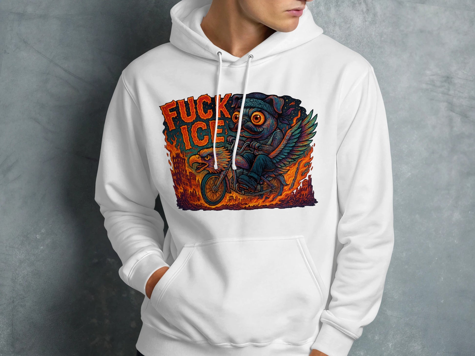 Bold Graphic Monster Bike Design Hoodie product type