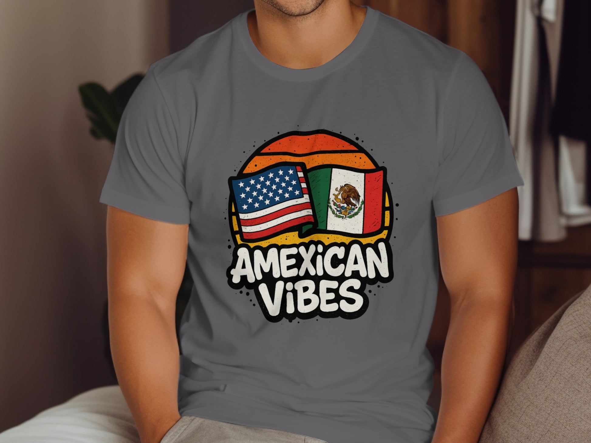 American Mexican Vibes Flag Graphic Print Shirt product type