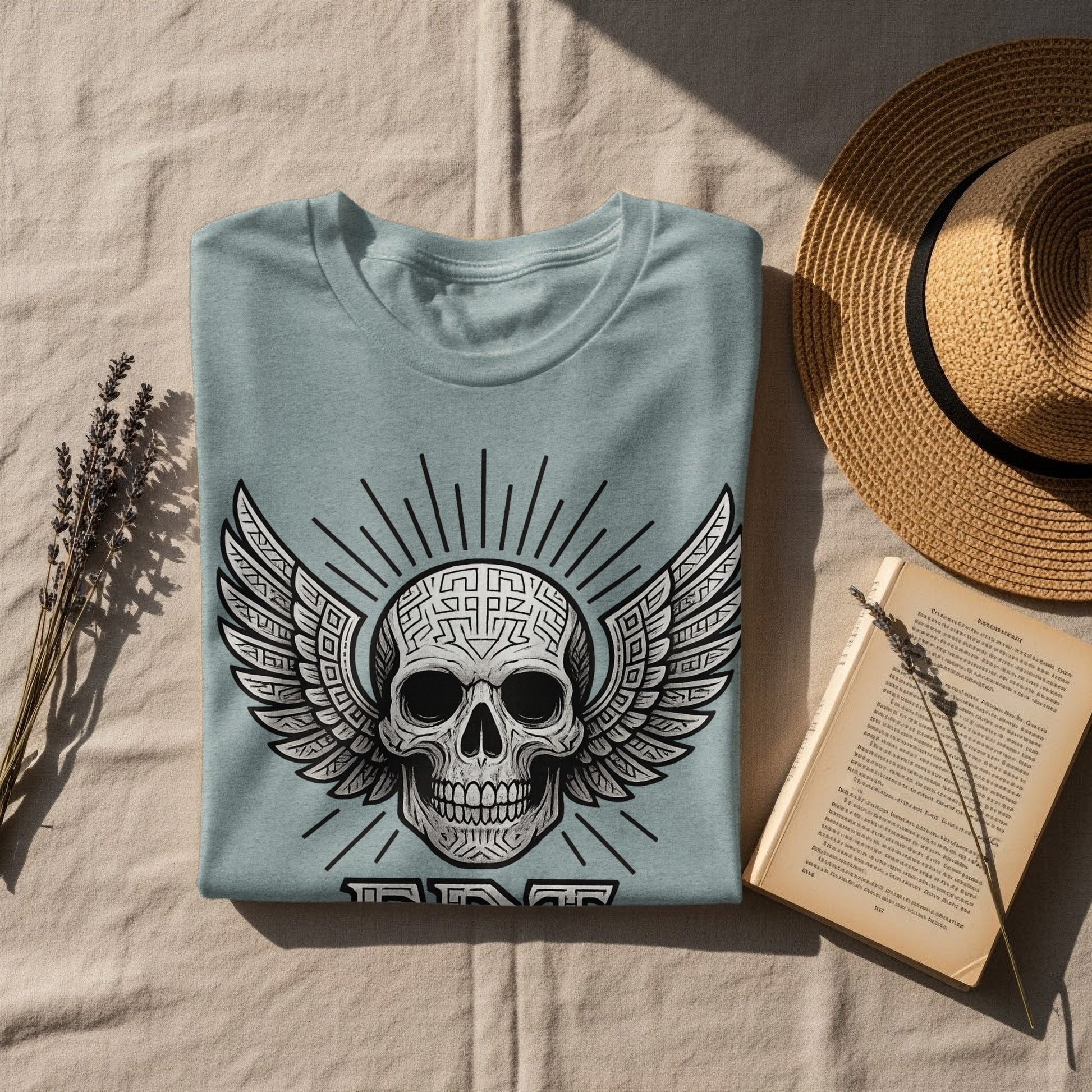 Skull with Wings Graphic T-Shirt for Casual Wear