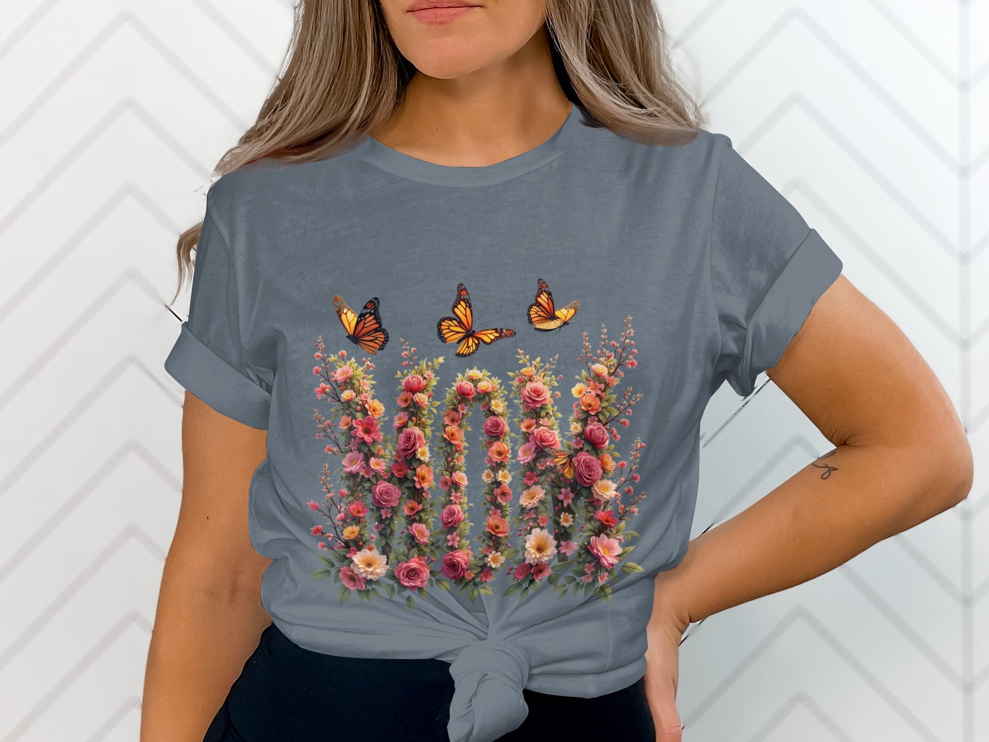 Floral Design with Butterflies Graphic T-Shirt Product