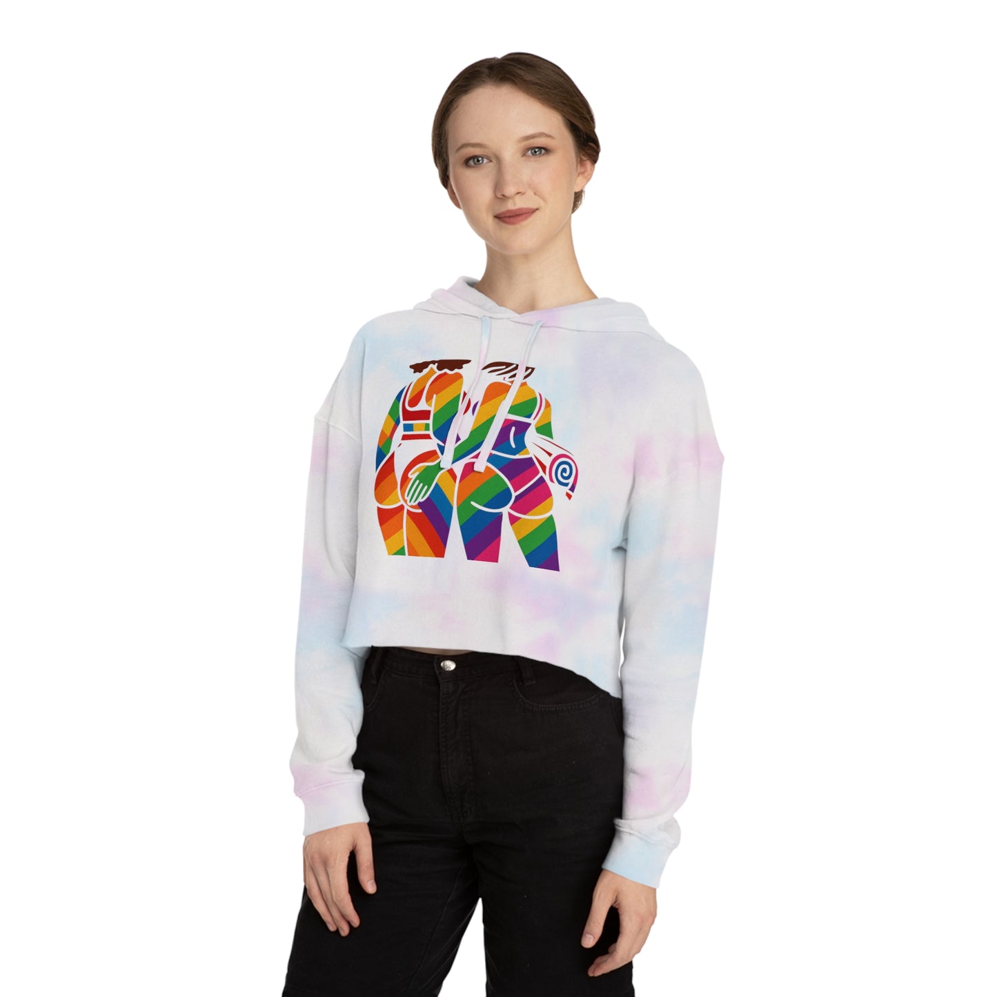 Pride Crop Top Colorful Women’s Cropped Hooded Sweatshirt - Embrace Diversity Design