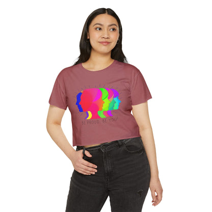 Pride crop top Women’s Festival Crop Top - Be Proud, Be You! Vibrant Pride Graphic Tee