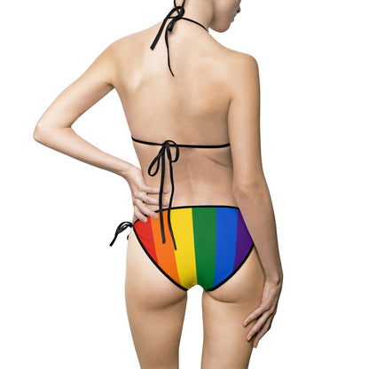 Pride Love Is Love Bikini Set, LGBTQ+ Swimwear, Summer Beach Outfit, Vibrant Colorful Two-Piece Swimsuit, Pool Party Fashion