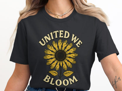 United We Bloom Graphic Black T-shirt Product