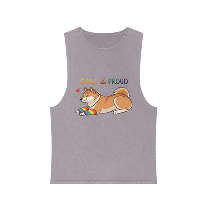 Chill & Proud Unisex Stonewash Tank Top - LGBTQ+ Pride Apparel