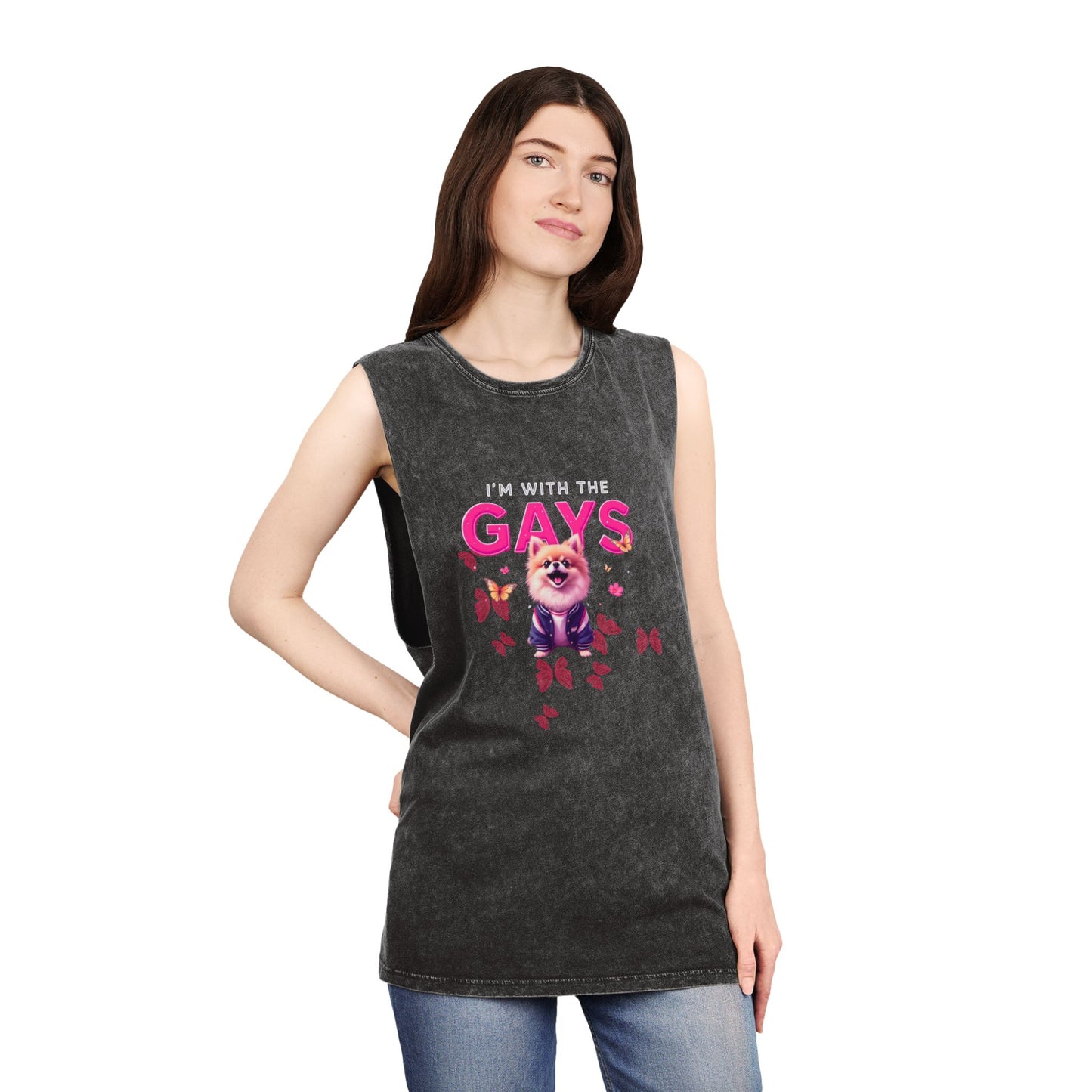 Unisex Stonewash Tank Top - I'm With The Gays | Pride Apparel