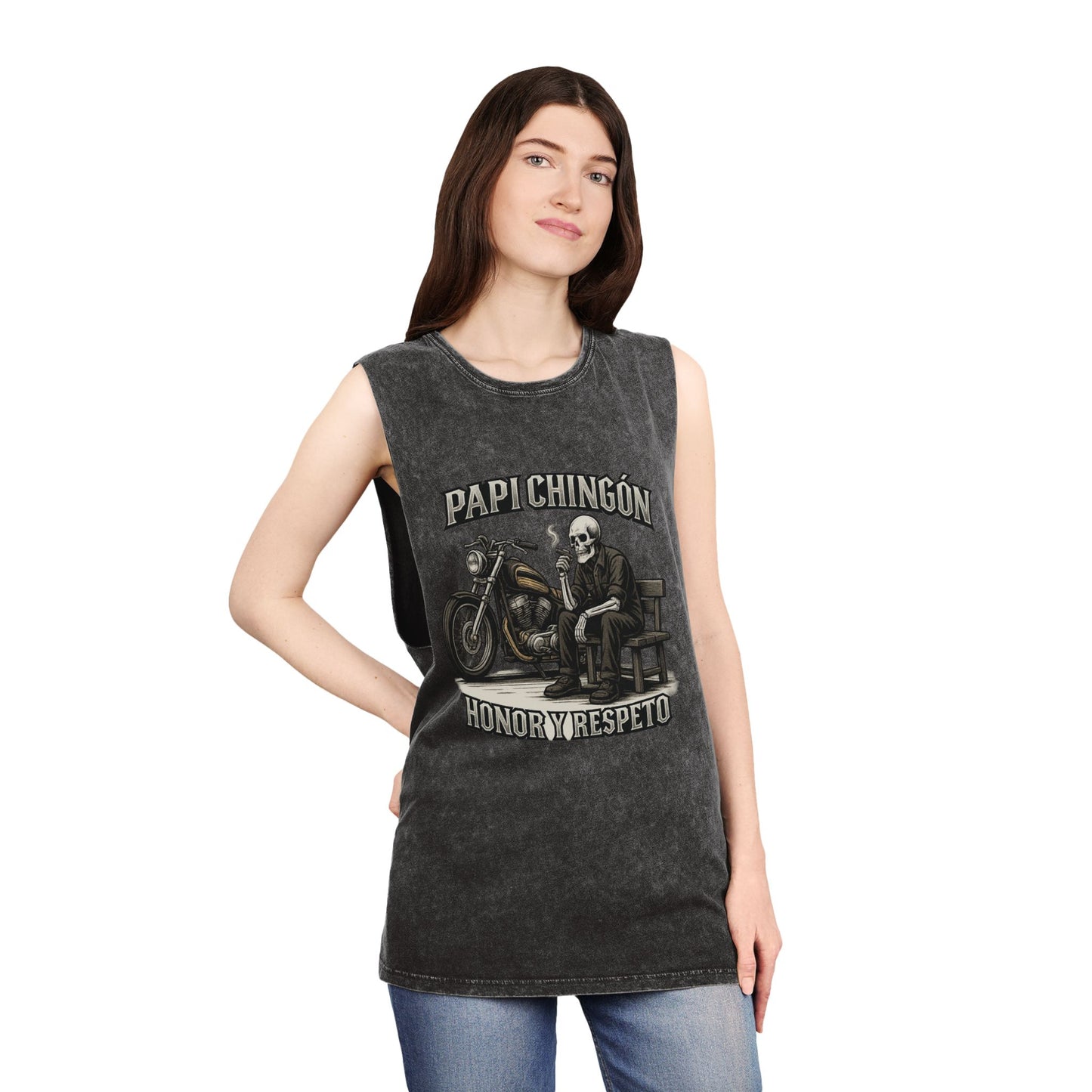 Skull Moto Graphic Tank Top - Papi Chingón, Unisex Summer Apparel, Motorcycle Gift, Festival Wear, Casual Vintage Style