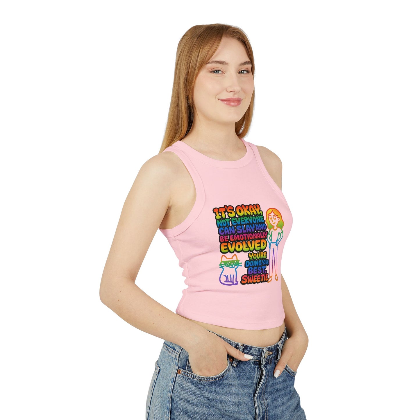 Pride Tank Top Motivational Women's Racer Tank Top - "You're Doing Your Best, Sweetie"