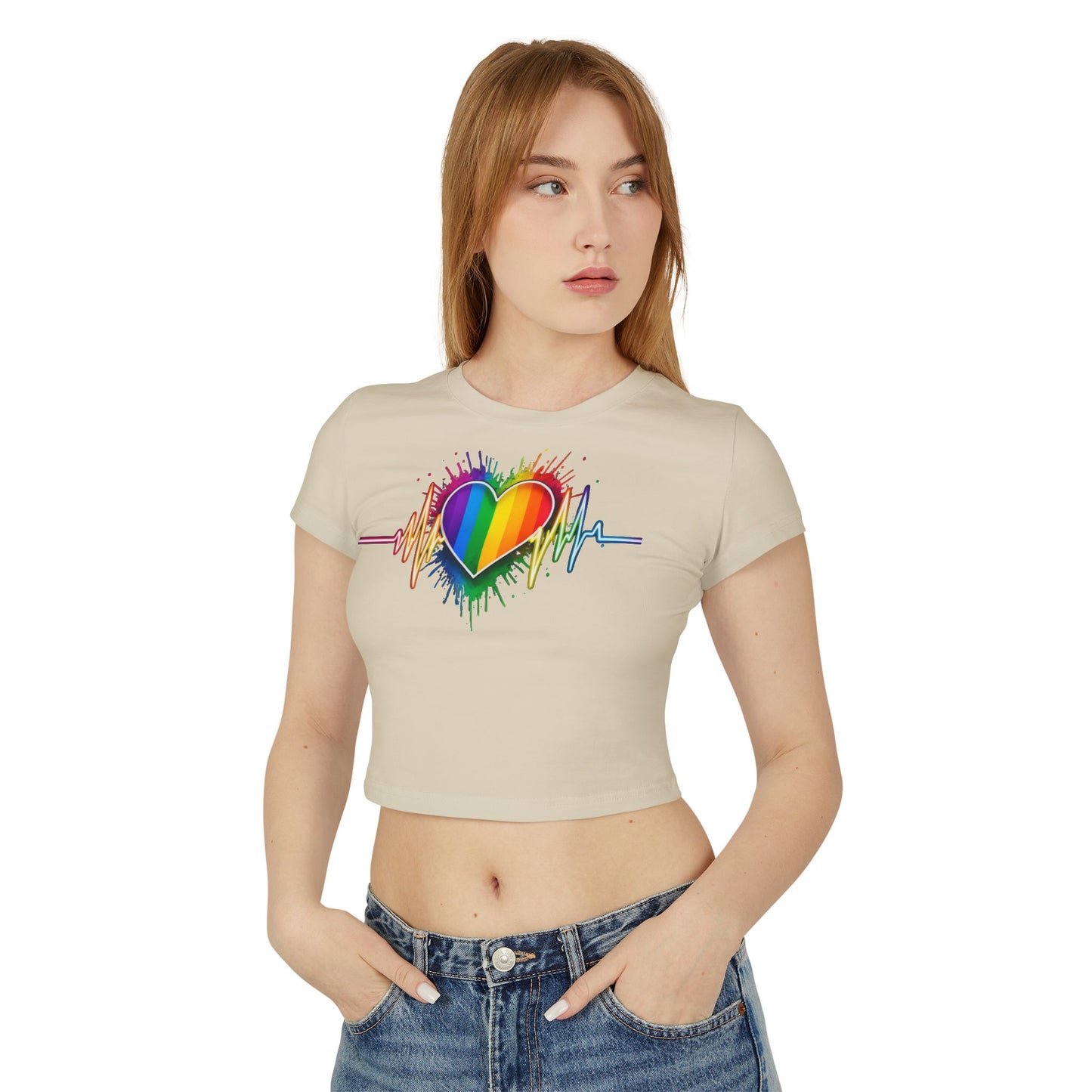 Pride baby tee Pride Heart Women's Baby Tee - Colorful Pulse Design for LGBTQ+ Celebration
