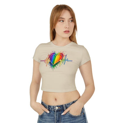 Pride baby tee Pride Heart Women's Baby Tee - Colorful Pulse Design for LGBTQ+ Celebration