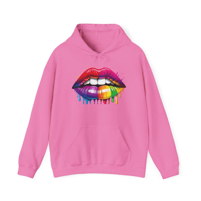 Pride hoodie Rainbow Dripping Lips Hoodie | Unisex Sweatshirt for Pride, LGBTQ+ Events, Casual Wear, Gift Idea, Vibrant Streetwear