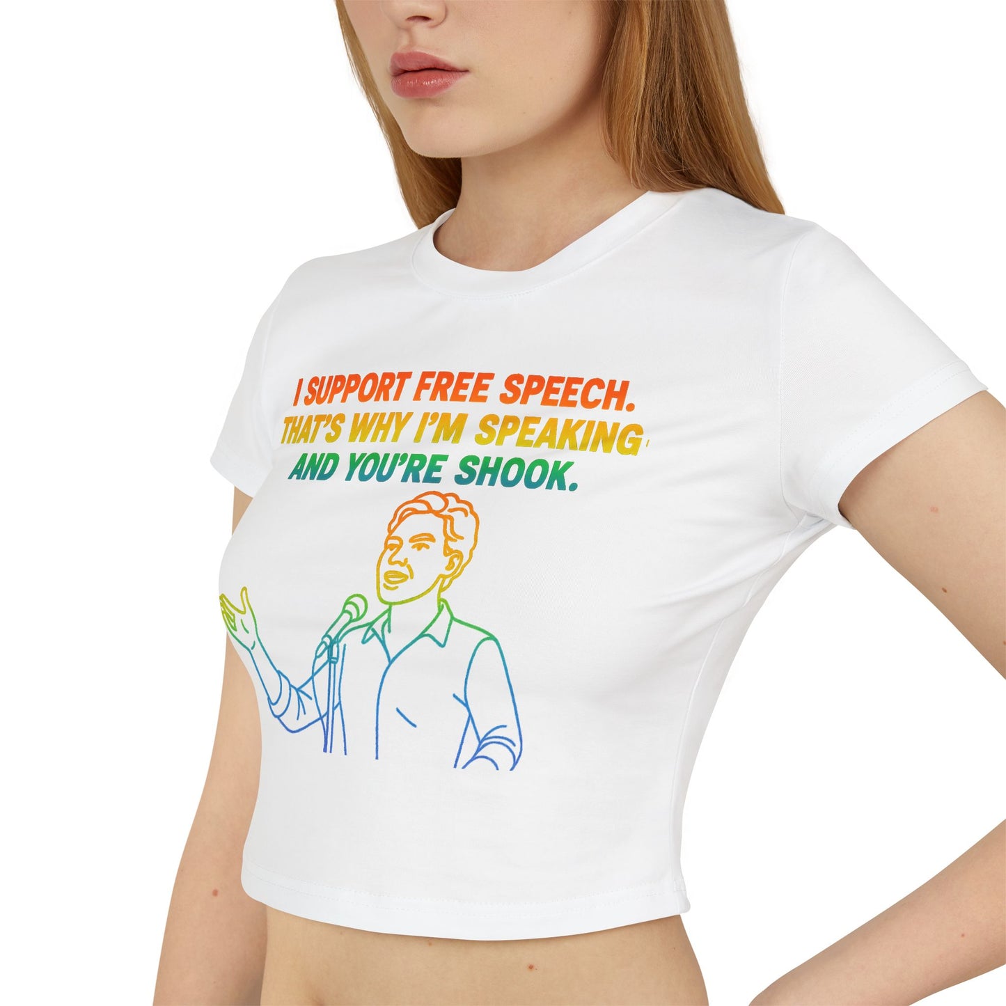 Pride Crop Top Women's Baby Tee - I Support Free Speech Graphic Top